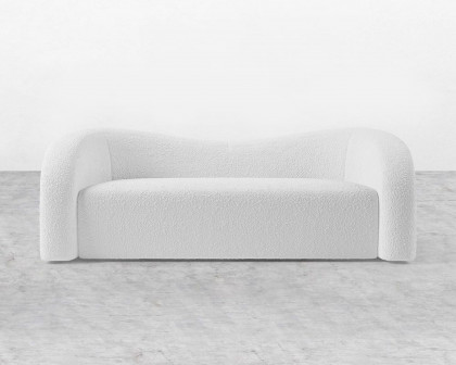 HMR Modern 91" Curved 3 Seater Sofa with Boucle Upholstered - White