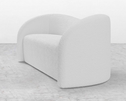 HMR Modern 91" Curved 3 Seater Sofa with Boucle Upholstered - White