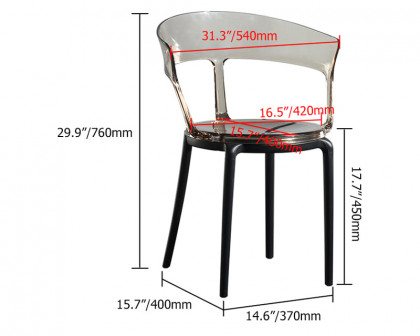 HMR Modern Acrylic Dining Chairs (Set of 6) - Amber