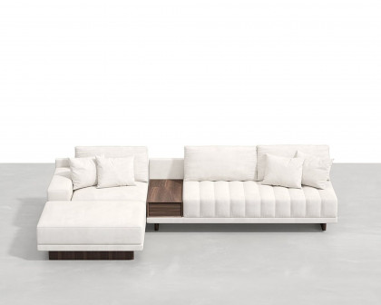 HMR 126" L-Shaped Modular Sectional with Chaise & Ottoman - Ivory, Velvet