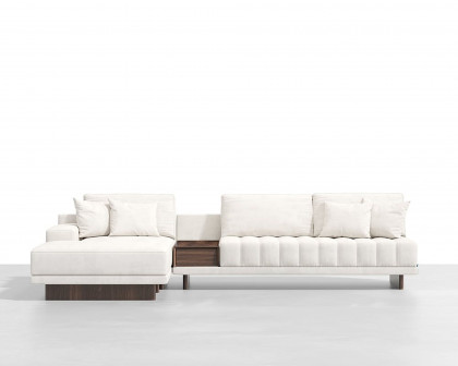 HMR 126" L-Shaped Modular Sectional with Chaise & Ottoman - Ivory, Velvet