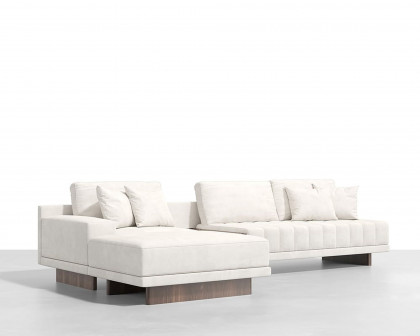 HMR 126" L-Shaped Modular Sectional with Chaise & Ottoman - Ivory, Velvet