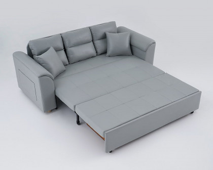 HMR Queen 2-Seater Sleeper Sofa - Light Gray, Leath-aire