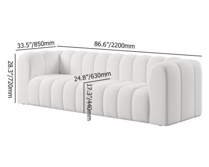 HMR Modern 3-Seater Sofa with Velvet Upholstered - White