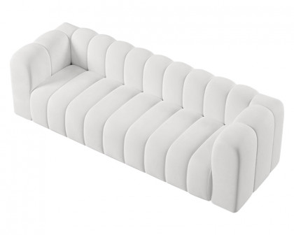 HMR Modern 3-Seater Sofa with Velvet Upholstered - White