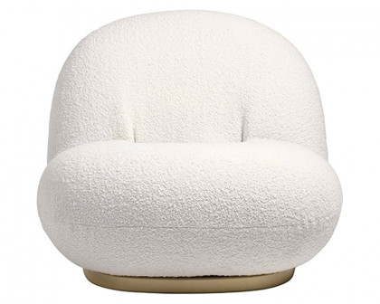 HMR Off-White Boucle Floor Sofa Lounge Chair Soft Cushion Single Sleeper - Off-White, Swivel Base