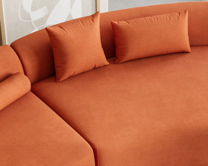 HMR 109" 2-Piece Curved Sectional Sofa with Pillows - Orange, Velvet