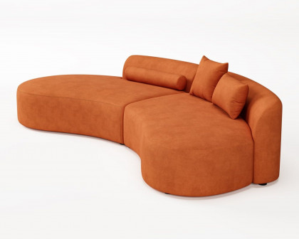 HMR 109" 2-Piece Curved Sectional Sofa with Pillows - Orange, Velvet