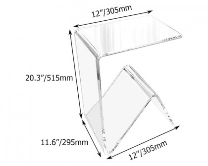 HMR C-shaped End Table with Storage Transparent Acrylic Small Space Side Table - Clear