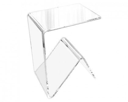 HMR C-shaped End Table with Storage Transparent Acrylic Small Space Side Table - Clear