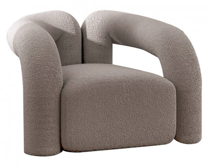 HMR Japandi Boucle Accent Chair Shaggy Armchair for Living Room - Gray