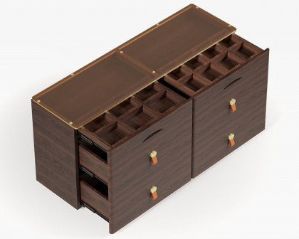 HMR Chanor 47" Glass Top 6-Drawer Dresser - Walnut