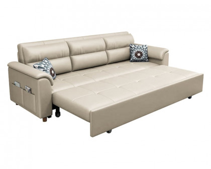 HMR Queen 2-Seater Sleeper Sofa - Beige, Leath-aire