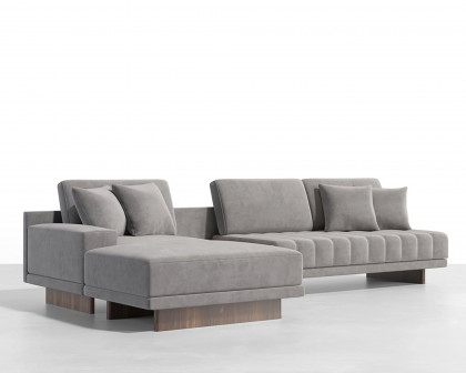 HMR 126" L-Shaped Modular Sectional with Chaise & Ottoman - Gray, Velvet