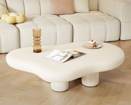 HMR 39" Irregular Cloud-Shaped Abstract Coffee Table - Off-White