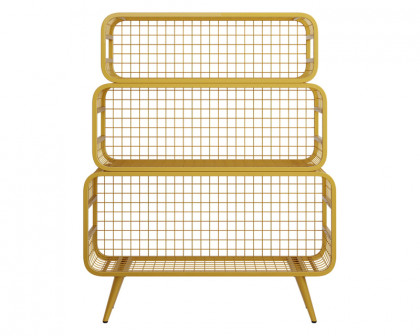 HMR Modern Mesh Standing 48" Etagere Bookshelf - Gold