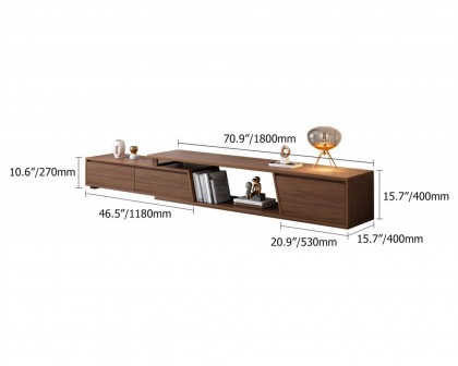 HMR Fero Extendable TV Stand with 3 Drawers (71"-120") - Walnut