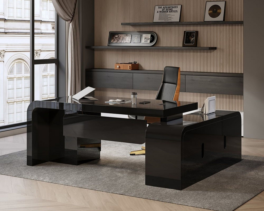 HMR Chicent L-shaped Modern Executive Desk with Ample Storage