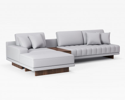 HMR 126" L-Shaped Modular Sectional with Chaise & Ottoman - Ivory, Leather