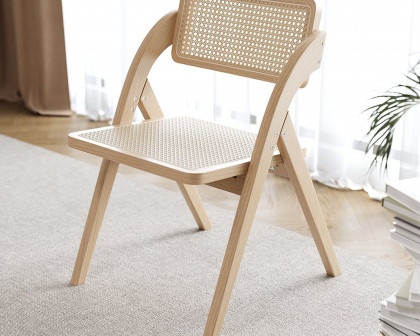 HMR Japandi Folding Solid Wood Natural Dining Chairs