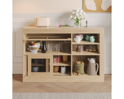 HMR Farmhouse Extendable Wood Sideboards and Cabinets with Ample Storage - Natural