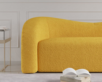 HMR Modern 91" Curved 3 Seater Sofa with Boucle Upholstered - Yellow