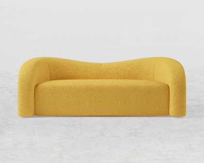 HMR Modern 91" Curved 3 Seater Sofa with Boucle Upholstered - Yellow