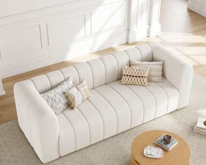 HMR Modern 3-Seater Sofa with Corduroy Upholstered - Off-White