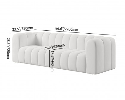 HMR Modern 3-Seater Sofa with Corduroy Upholstered - Off-White