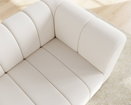 HMR Modern 3-Seater Sofa with Corduroy Upholstered - Off-White