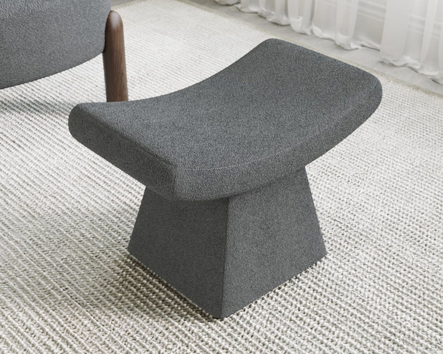 HMR Boucle Ottoman Unique Design Accent Chair - Gray