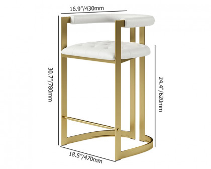 HMR Modern Leath-Aire Counter Stools with Upholstery - White, 1-Piece