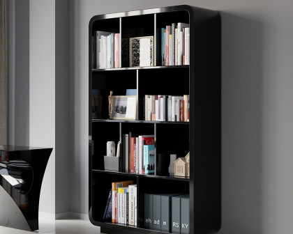 HMR Chicent 78.7" Modern Bookshelf 4-Tier Standard Bookcase with Rich Storage - Black