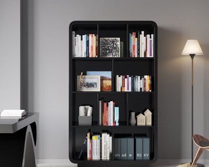 HMR Chicent 78.7" Modern Bookshelf 4-Tier Standard Bookcase with Rich Storage - Black