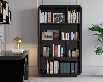 HMR Chicent 78.7" Modern Bookshelf 4-Tier Standard Bookcase with Rich Storage - Black