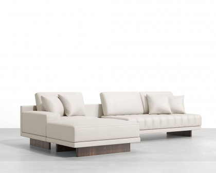 HMR 126" L-Shaped Modular Sectional with Chaise & Ottoman - Gray, Leather