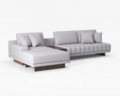 HMR 126" L-Shaped Modular Sectional with Chaise & Ottoman - Gray, Linen