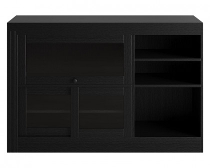 HMR Farmhouse Extendable Wood Sideboards and Cabinets with Ample Storage - Black