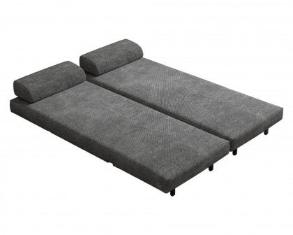 HMR 64" Queen 2-Seater Linen Convertible Futon Bed with Pillows - Gray