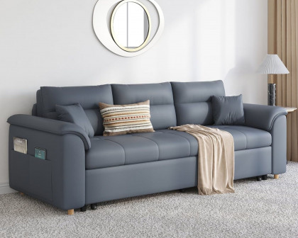 HMR Queen 2-Seater Sleeper Sofa - Deep Gray, Leath-aire