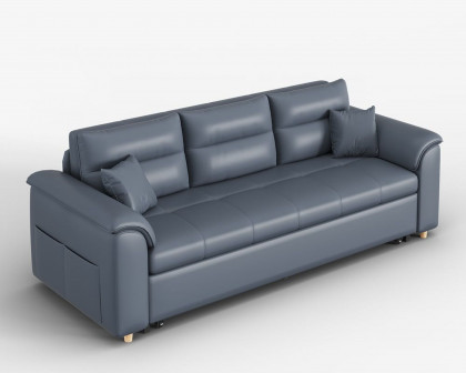 HMR Queen 2-Seater Sleeper Sofa - Deep Gray, Leath-aire