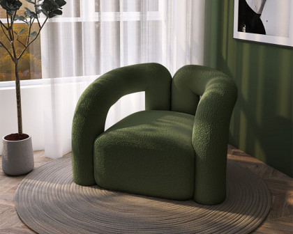 HMR Japandi Boucle Accent Chair Shaggy Armchair for Living Room