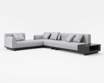 HMR 157" Modern Corner L-Shaped Sectional Sofa with Side Open Storage - Light Gray, Faux Leather