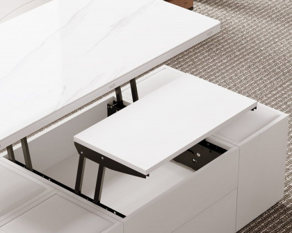 HMR Modern Lift Top Coffee Table with Drawers & Storage - Sintered Stone