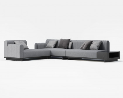 HMR 157" Modern Corner L-Shaped Sectional Sofa with Side Open Storage - Light Gray, Boucle