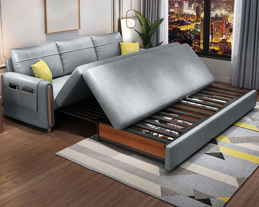 HMR 81" King 3-Seater Leath-aire Sleeper Sofa