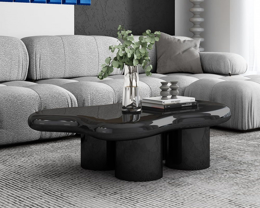 HMR 39" Irregular Cloud-Shaped Abstract Coffee Table - Black