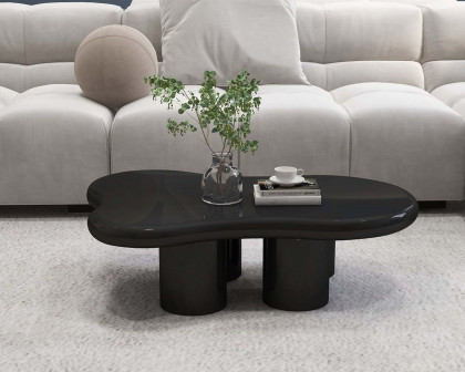 HMR 39" Irregular Cloud-Shaped Abstract Coffee Table - Black