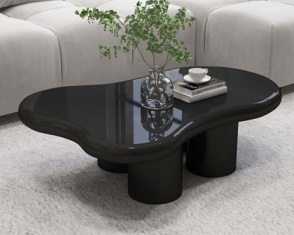 HMR 39" Irregular Cloud-Shaped Abstract Coffee Table - Black