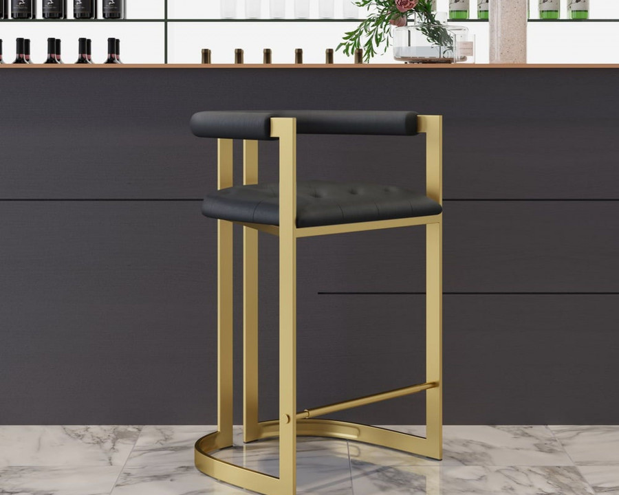 HMR Modern Leath-Aire Counter Stools with Upholstery - Black, 1-Piece